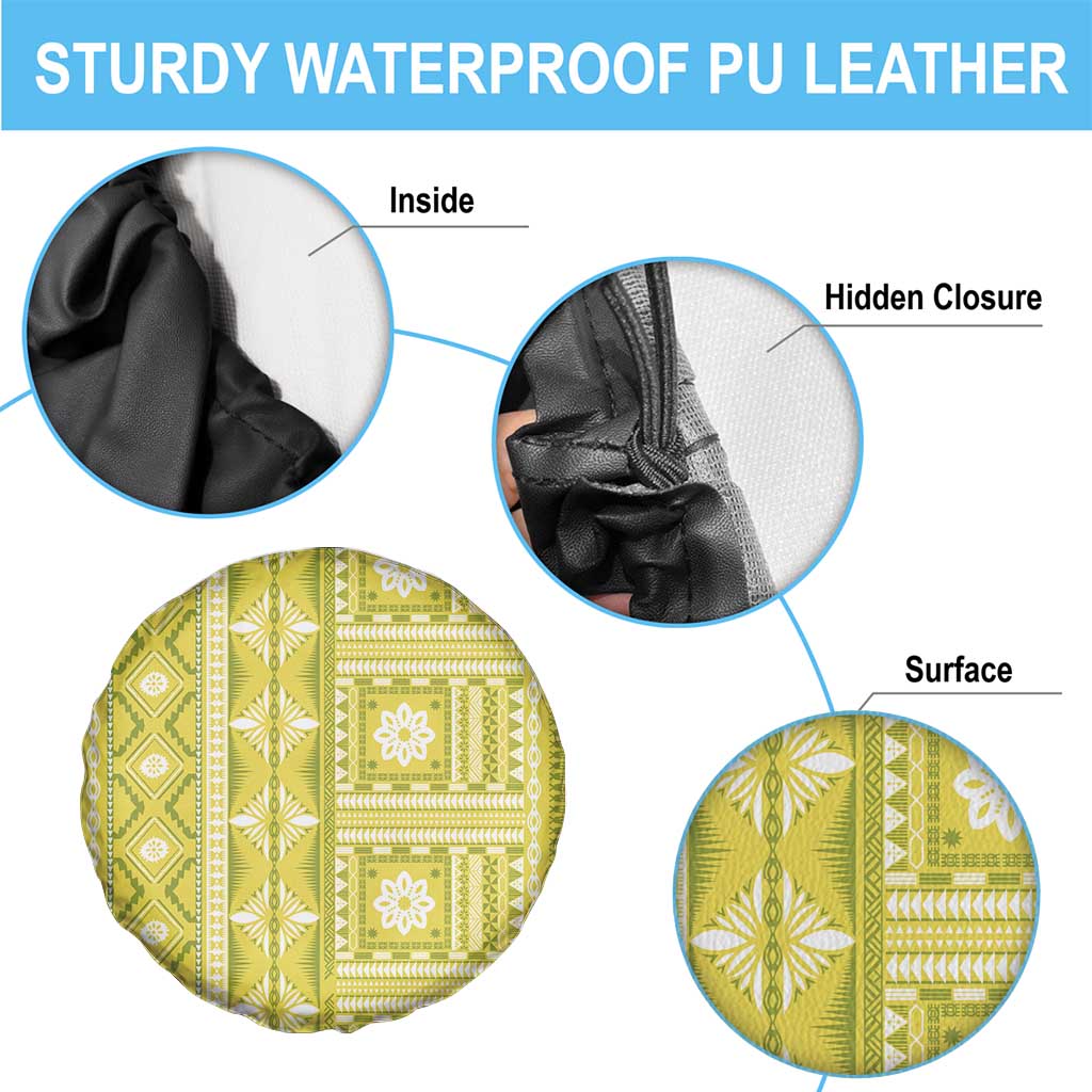 Fiji Masi All Yellow Spare Tire Cover Tapa Pattern - Polynesian Pride