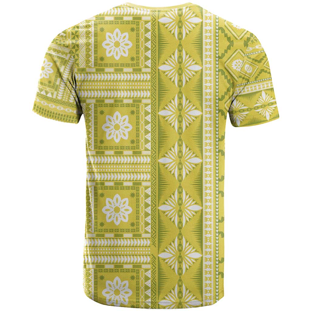 Fiji Masi All Yellow T Shirt Tapa Pattern - Polynesian Pride