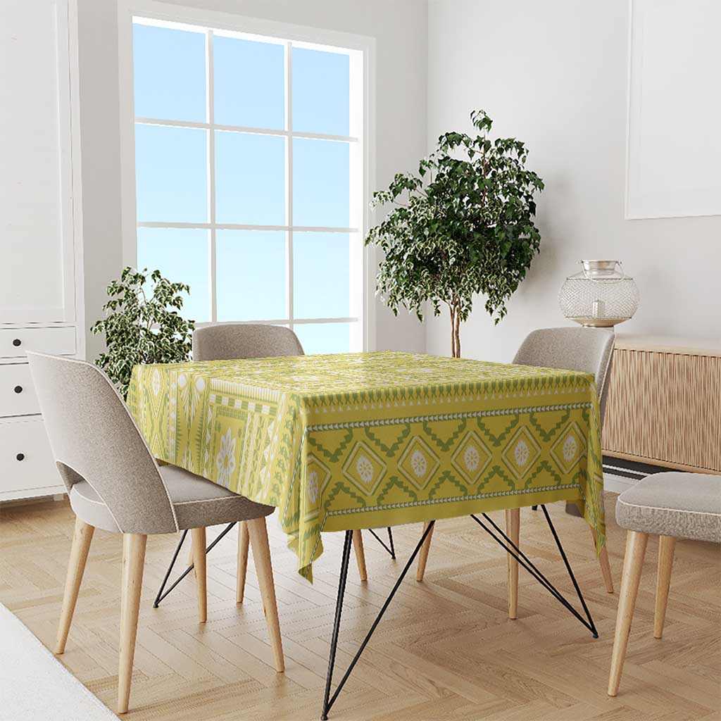Fiji Masi All Yellow Tablecloth Tapa Pattern - Polynesian Pride