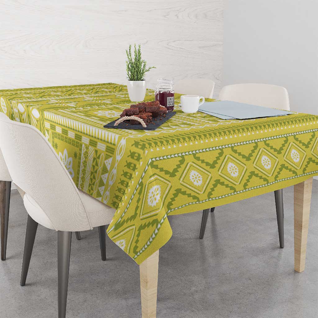 Fiji Masi All Yellow Tablecloth Tapa Pattern - Polynesian Pride