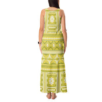 Fiji Masi All Yellow Tank Maxi Dress Tapa Pattern - Polynesian Pride