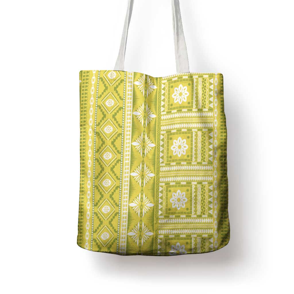 Fiji Masi All Yellow Tote Bag Tapa Pattern - Polynesian Pride