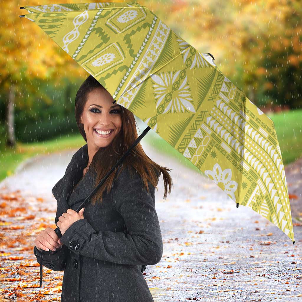 Fiji Masi All Yellow Umbrella Tapa Pattern - Polynesian Pride