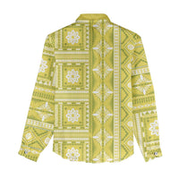 Fiji Masi All Yellow Women Casual Shirt Tapa Pattern - Polynesian Pride