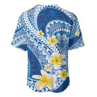 Plumeria Polynesian Blue Glitter Pattern Baseball Jersey