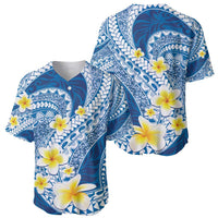 Plumeria Polynesian Blue Glitter Pattern Baseball Jersey