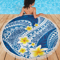 Plumeria Polynesian Blue Glitter Pattern Beach Blanket LT01 - Polynesian Pride