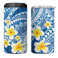 Plumeria Polynesian Blue Glitter Pattern 4 in 1 Can Cooler Tumbler LT01 One Size: 16 oz Blue - Polynesian Pride