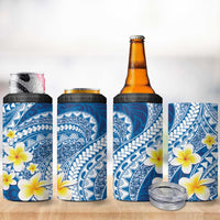 Plumeria Polynesian Blue Glitter Pattern 4 in 1 Can Cooler Tumbler LT01 - Polynesian Pride