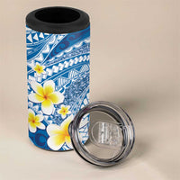 Plumeria Polynesian Blue Glitter Pattern 4 in 1 Can Cooler Tumbler LT01 - Polynesian Pride