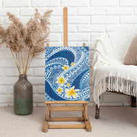 Plumeria Polynesian Blue Glitter Pattern Canvas Wall Art LT01 - Polynesian Pride
