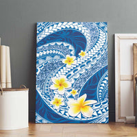 Plumeria Polynesian Blue Glitter Pattern Canvas Wall Art LT01 - Polynesian Pride