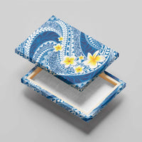 Plumeria Polynesian Blue Glitter Pattern Canvas Wall Art LT01 - Polynesian Pride