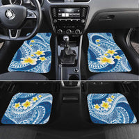 Plumeria Polynesian Blue Glitter Pattern Car Mats LT01 Set 4pcs Blue - Polynesian Pride