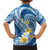 Plumeria Polynesian Blue Glitter Pattern Family Matching Off Shoulder Maxi Dress and Hawaiian Shirt