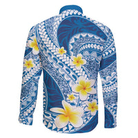 Plumeria Polynesian Blue Glitter Pattern Family Matching Puletasi and Hawaiian Shirt LT01 - Polynesian Pride