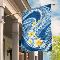 Plumeria Polynesian Blue Glitter Pattern Garden Flag LT01 House Flag Blue - Polynesian Pride