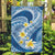 Plumeria Polynesian Blue Glitter Pattern Garden Flag