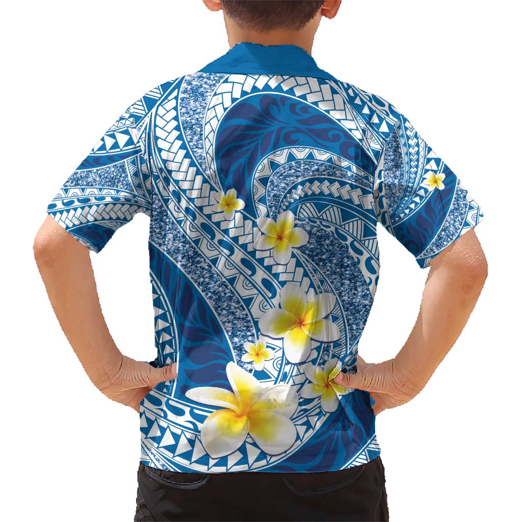Plumeria Polynesian Blue Glitter Pattern Hawaiian Shirt LT01 - Polynesian Pride