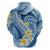 Plumeria Polynesian Blue Glitter Pattern Hoodie