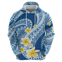 Plumeria Polynesian Blue Glitter Pattern Hoodie
