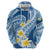 Plumeria Polynesian Blue Glitter Pattern Hoodie