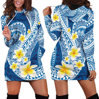 Plumeria Polynesian Blue Glitter Pattern Hoodie Dress LT01 - Polynesian Pride