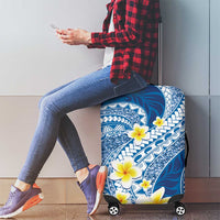 Plumeria Polynesian Blue Glitter Pattern Luggage Cover