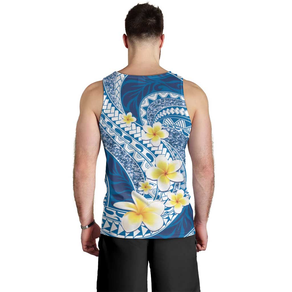 Plumeria Polynesian Blue Glitter Pattern Men Tank Top LT01 - Polynesian Pride
