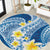 Plumeria Polynesian Blue Glitter Pattern Round Carpet