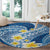 Plumeria Polynesian Blue Glitter Pattern Round Carpet