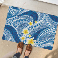 Plumeria Polynesian Blue Glitter Pattern Rubber Doormat LT01 - Polynesian Pride