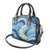 Plumeria Polynesian Blue Glitter Pattern Shoulder Handbag