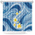 Plumeria Polynesian Blue Glitter Pattern Shower Curtain