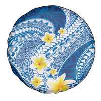 Plumeria Polynesian Blue Glitter Pattern Spare Tire Cover