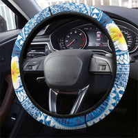 Plumeria Polynesian Blue Glitter Pattern Steering Wheel Cover LT01 - Polynesian Pride