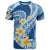 Plumeria Polynesian Blue Glitter Pattern T Shirt