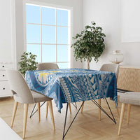 Plumeria Polynesian Blue Glitter Pattern Tablecloth LT01 - Polynesian Pride