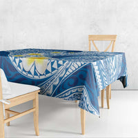 Plumeria Polynesian Blue Glitter Pattern Tablecloth LT01 - Polynesian Pride