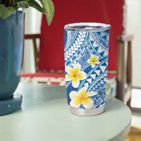 Plumeria Polynesian Blue Glitter Pattern Tumbler Cup LT01 - Polynesian Pride