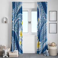 Plumeria Polynesian Blue Glitter Pattern Window Curtain LT01 - Polynesian Pride