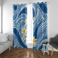 Plumeria Polynesian Blue Glitter Pattern Window Curtain LT01 With Grommets Blue - Polynesian Pride