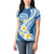 Plumeria Polynesian Blue Glitter Pattern Women Polo Shirt