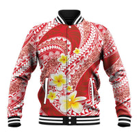 Plumeria Polynesian Coral Glitter Pattern Baseball Jacket LT01 Unisex Coral - Polynesian Pride