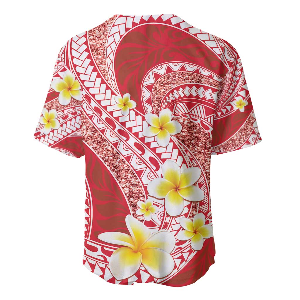 Plumeria Polynesian Coral Glitter Pattern Baseball Jersey