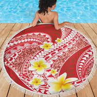 Plumeria Polynesian Coral Glitter Pattern Beach Blanket LT01 - Polynesian Pride