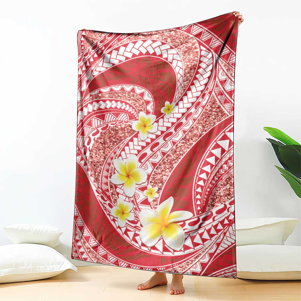 Plumeria Polynesian Coral Glitter Pattern Blanket LT01 - Polynesian Pride