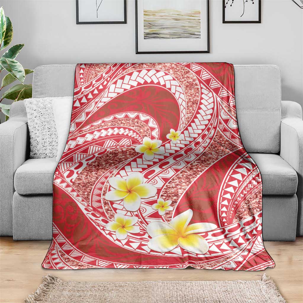 Plumeria Polynesian Coral Glitter Pattern Blanket LT01 - Polynesian Pride