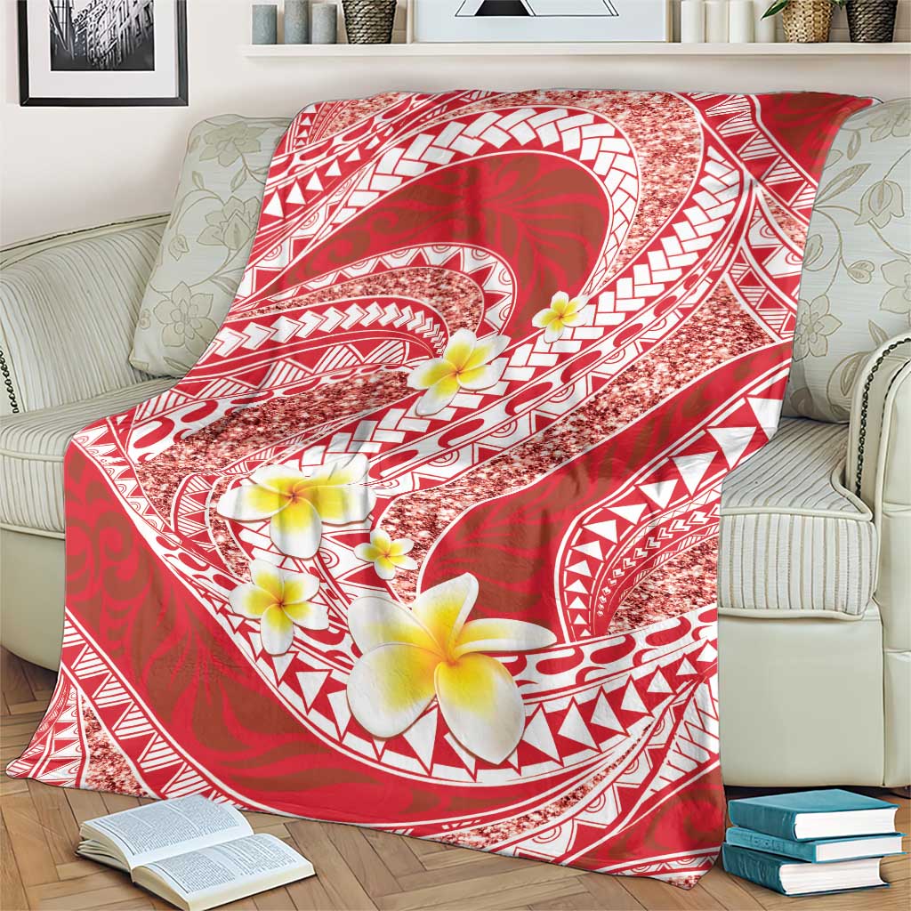 Plumeria Polynesian Coral Glitter Pattern Blanket LT01 - Polynesian Pride