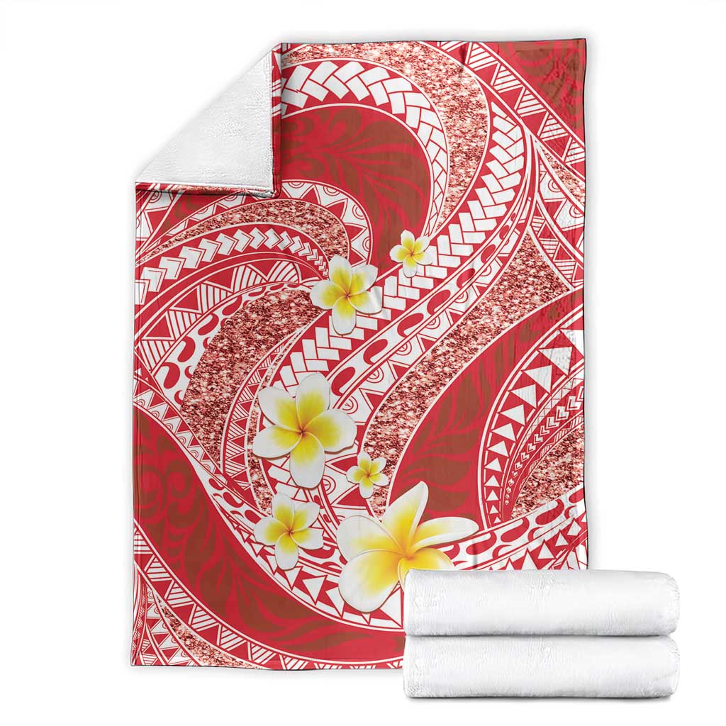 Plumeria Polynesian Coral Glitter Pattern Blanket LT01 - Polynesian Pride
